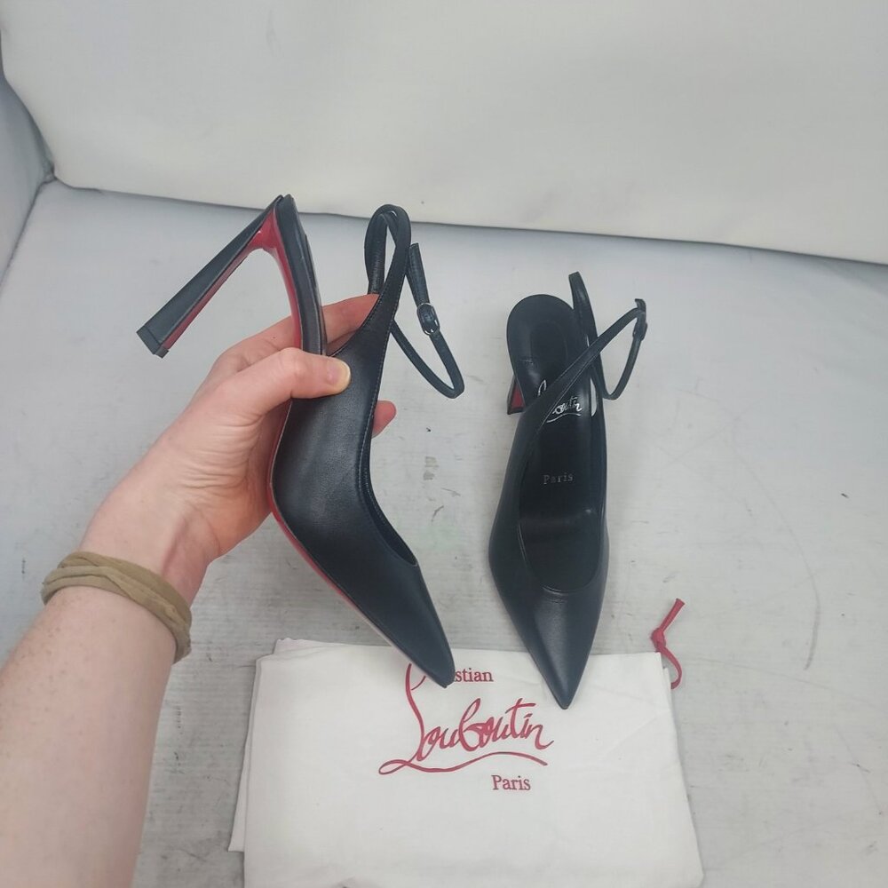 Christian Louboutin Black Strappy Condora Leather Pump - Picture 1 of 12